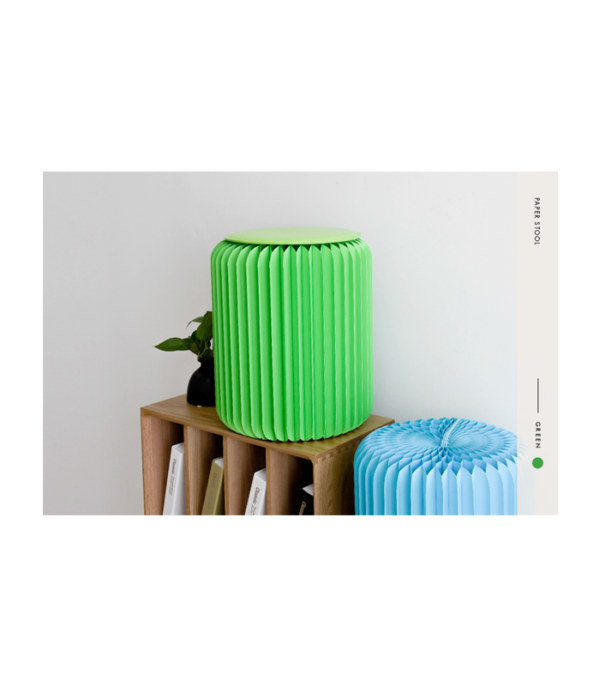Paper Stool in Green (H28 cm)
