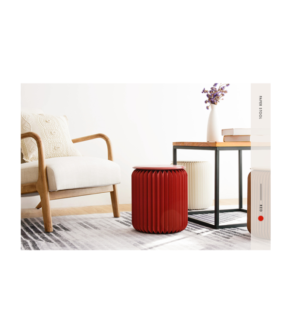 Paper Stool in Red (H28 cm)
