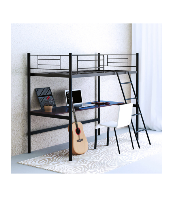 Stooreys Twin Loft Bed with Extra Study / Work Table (Black)