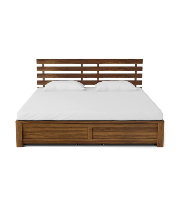 Ujarak Solid Wood Bed with Drawer Storage (Teak Polish)