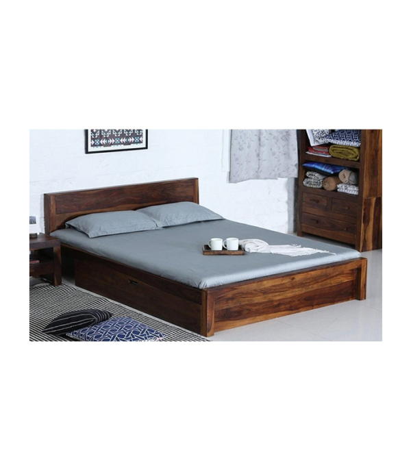 Westley Solid Wood Bed with Drawer Storage (Teak Polish)